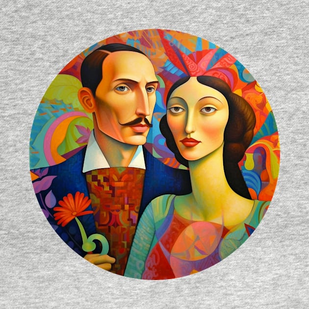 wife & her husband, couples love, romantique digital painting by fachtali